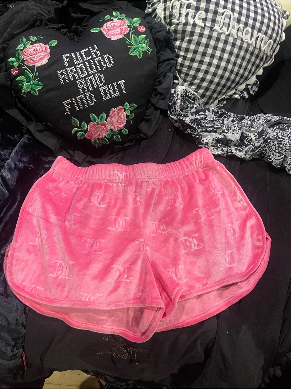 Juicy Couture Hot Pink Velvet Logo Running Shorts